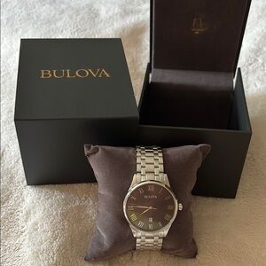 NWOT Bulova Classic Bold at Heart Men’s Silver Watch